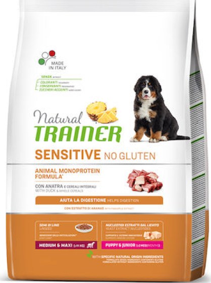 Natural Trainer Sensitive Puppy & Junior M/M Πάπια 12kg για διατροφικά ευαίσθητα κουτάβια